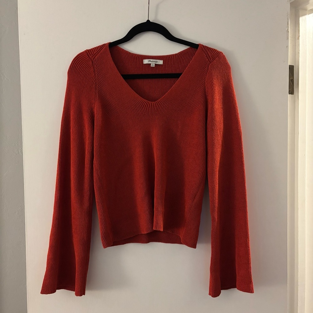 Madewell Red/Orange Knit Sweater | Size Medium